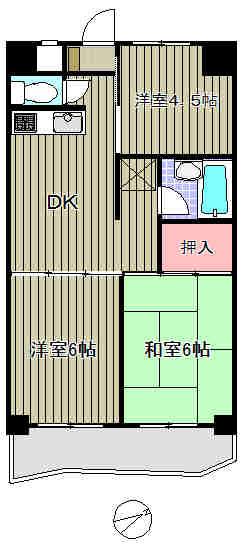 大野千川ビル(3DK/5階)の間取り写真