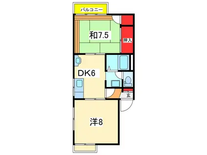 メゾン松波B棟(2DK/1階)の間取り写真