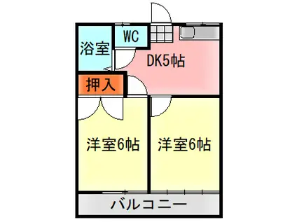 高勢ハイツ(2DK/1階)の間取り写真