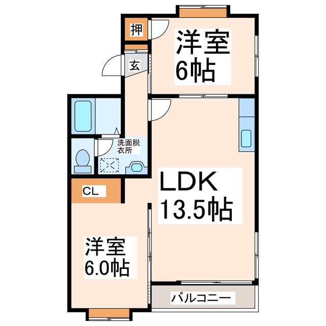 若草ハイツ(2LDK/1階)の間取り写真