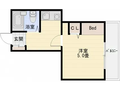 横山ハイツ(1K/4階)の間取り写真