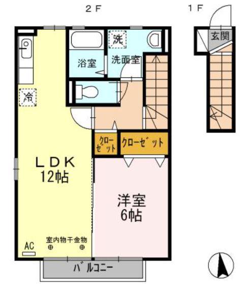 ビオトーブ(1LDK/2階)の間取り写真