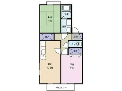 セジュール潮江II(2LDK/1階)の間取り写真