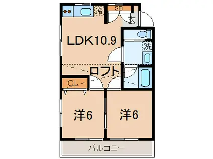 カーサマリン湯河原(2LDK/2階)の間取り写真