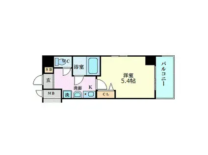 エスリード梅田西第2(1K/11階)の間取り写真