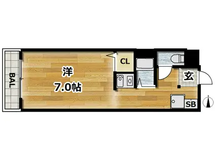ルミエール六甲Ⅱ番館(1K/2階)の間取り写真