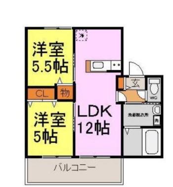 カーサ・エル・ソレーユ(2LDK/1階)の間取り写真