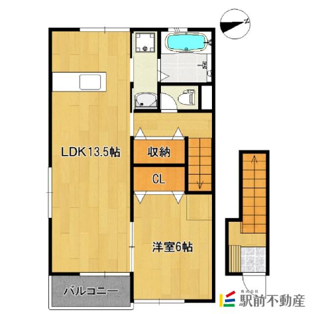 コーポNOAH A棟(1LDK/2階)の間取り写真