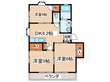 エクセルB(3DK/2階)の間取り写真