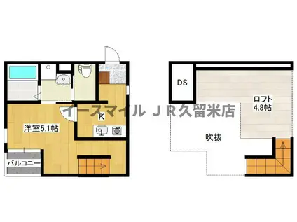 MAHORA MAISON久留米大学駅前 壱番館(1K/2階)の間取り写真