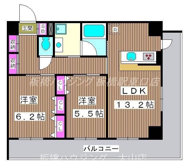 ファイブリーブス小竹向原(2LDK/8階)の間取り写真