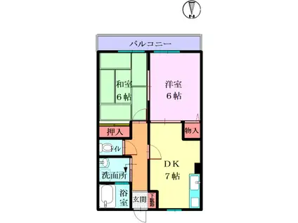 メゾンヒロ(2DK/2階)の間取り写真