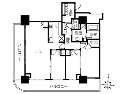 プラウドタワー名古屋栄(1LDK/13階)の間取り写真