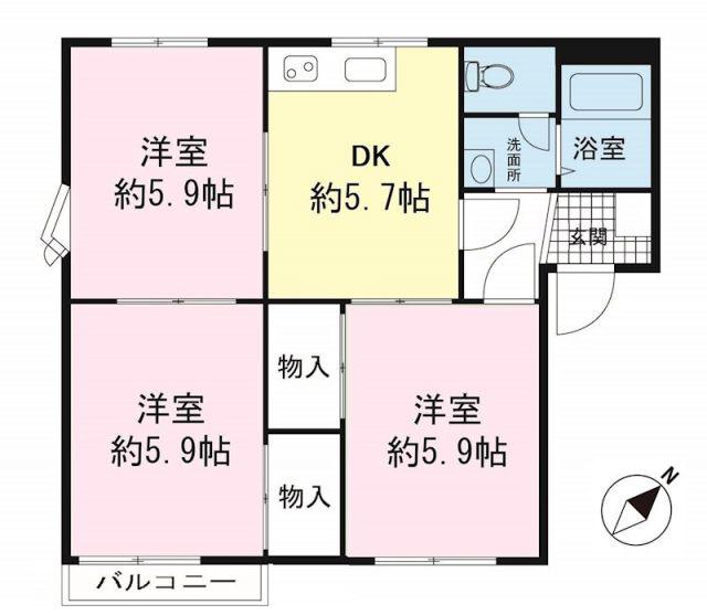 リバーサイド中島A(3DK/2階)の間取り写真