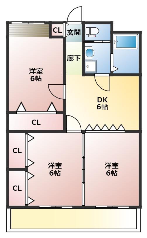 マンションM・K(2LDK/4階)の間取り写真