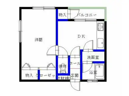 エターナルII(1K/1階)の間取り写真