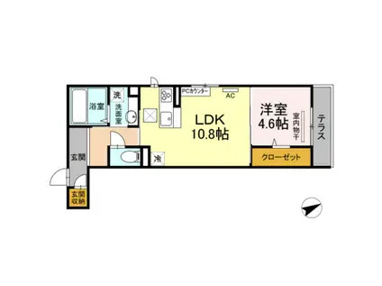 アネシス寺家A・B A棟(1LDK/1階)の間取り写真