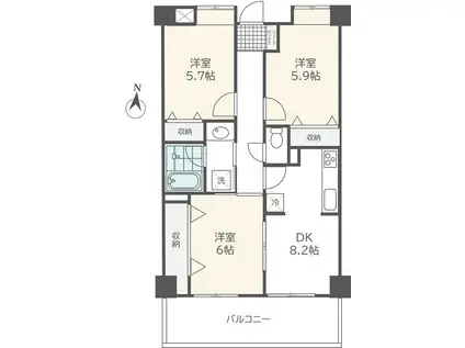 コージーハウスV(3DK/3階)の間取り写真