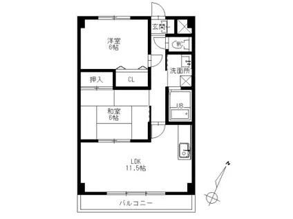 鷹取プレイス(2LDK/4階)の間取り写真