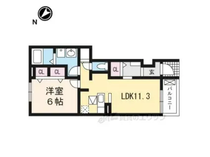 ミップルハウスB(1LDK/1階)の間取り写真