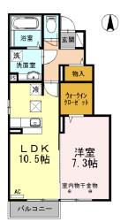 カーサプランドールA(1LDK/1階)の間取り写真