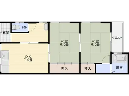 コーポ西尾(2DK/2階)の間取り写真