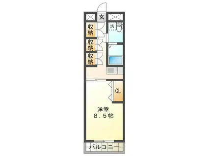 シティフラット中村(1DK/6階)の間取り写真