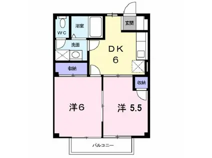 SEVENTYSEVEN FII(2DK/1階)の間取り写真