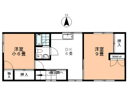 ベルハイツ(2DK/2階)の間取り写真