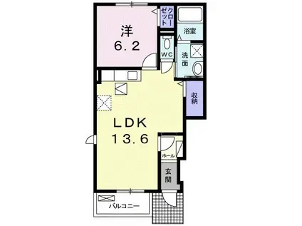 フォーリストA(1LDK/1階)の間取り写真