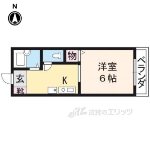 衣笠ハイツ(1K/3階)の間取り写真