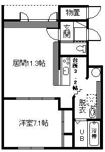 リュバーブ 神居(1LDK/1階)の間取り写真