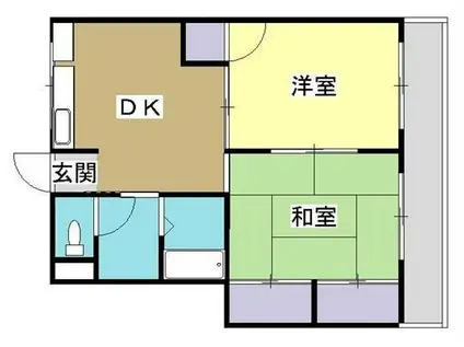 コーポリヴァー(2DK/4階)の間取り写真