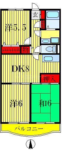 アルシオン西水元(3DK/1階)の間取り写真
