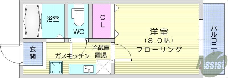 アヴァンセ富沢南五番館(1K/1階)の間取り写真