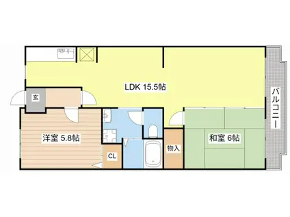 リヴェールJUNII(2LDK/4階)の間取り写真
