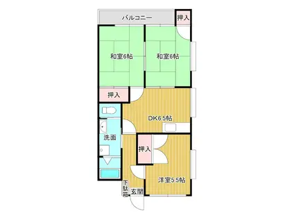 松本ビル(3DK/3階)の間取り写真