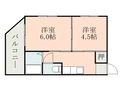 エビスビル(2K/4階)の間取り写真