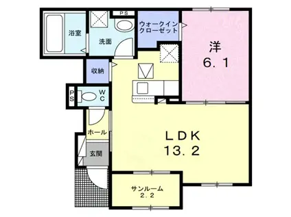 マジェスティII(1LDK/1階)の間取り写真
