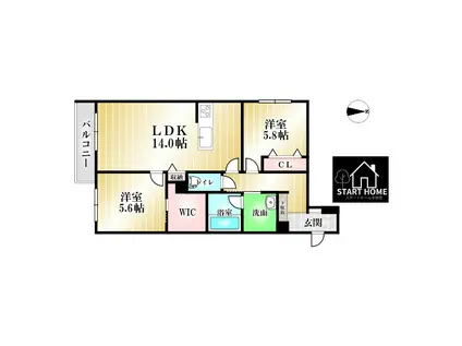 グリナージュ(2LDK/2階)の間取り写真