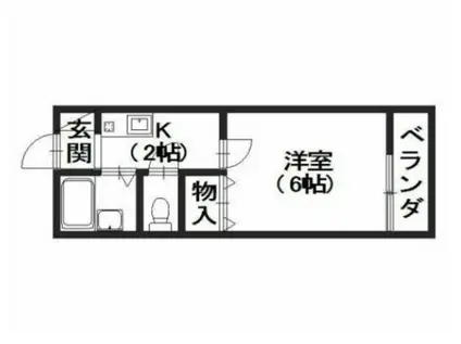 セジュールN(1K/2階)の間取り写真