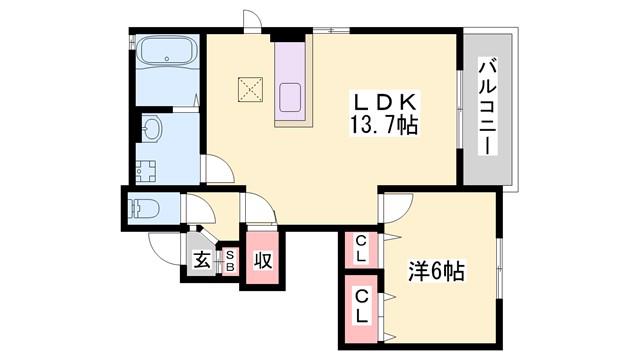 L&C MOCA I(1LDK/1階)の間取り写真