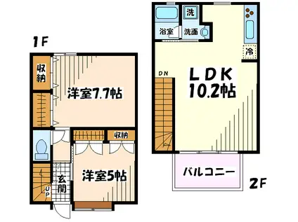 バンブーガーデン(2LDK/1階)の間取り写真