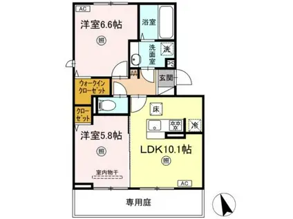 D-ROOM赤間駅前I(2LDK/1階)の間取り写真