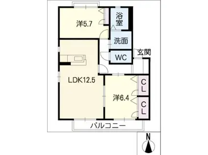 MASTTOWN茜 D棟(2LDK/2階)の間取り写真