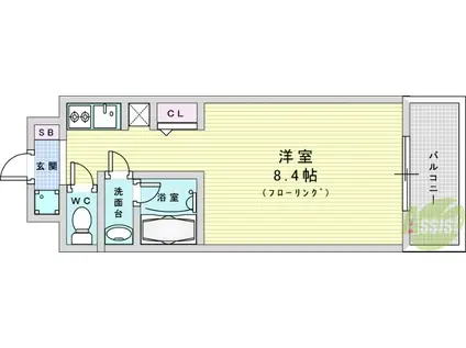 クレアートアドバンス北大阪(1K/4階)の間取り写真