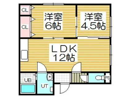 アメニティパークノボリベツ(2LDK/2階)の間取り写真