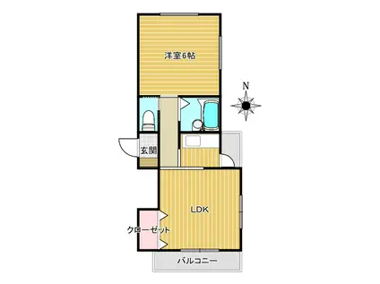 コーポゆう(1DK/3階)の間取り写真