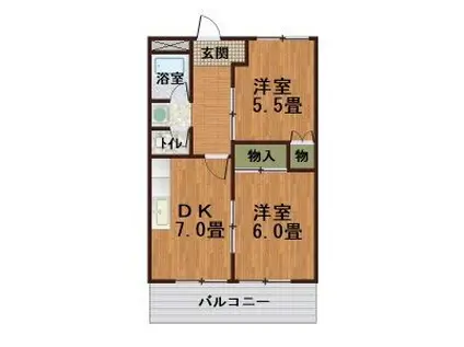 ハイム東岡崎(2DK/2階)の間取り写真