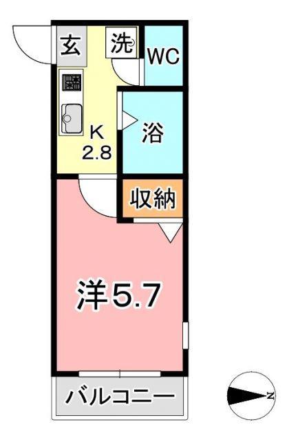 さんさん館 C(1K/1階)の間取り写真